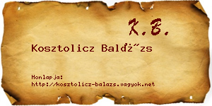 Kosztolicz Balázs névjegykártya
